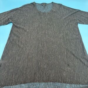 Eileen Fisher Dark Gray with Light Gray Fleck Long Sleeve Top Tunic Large